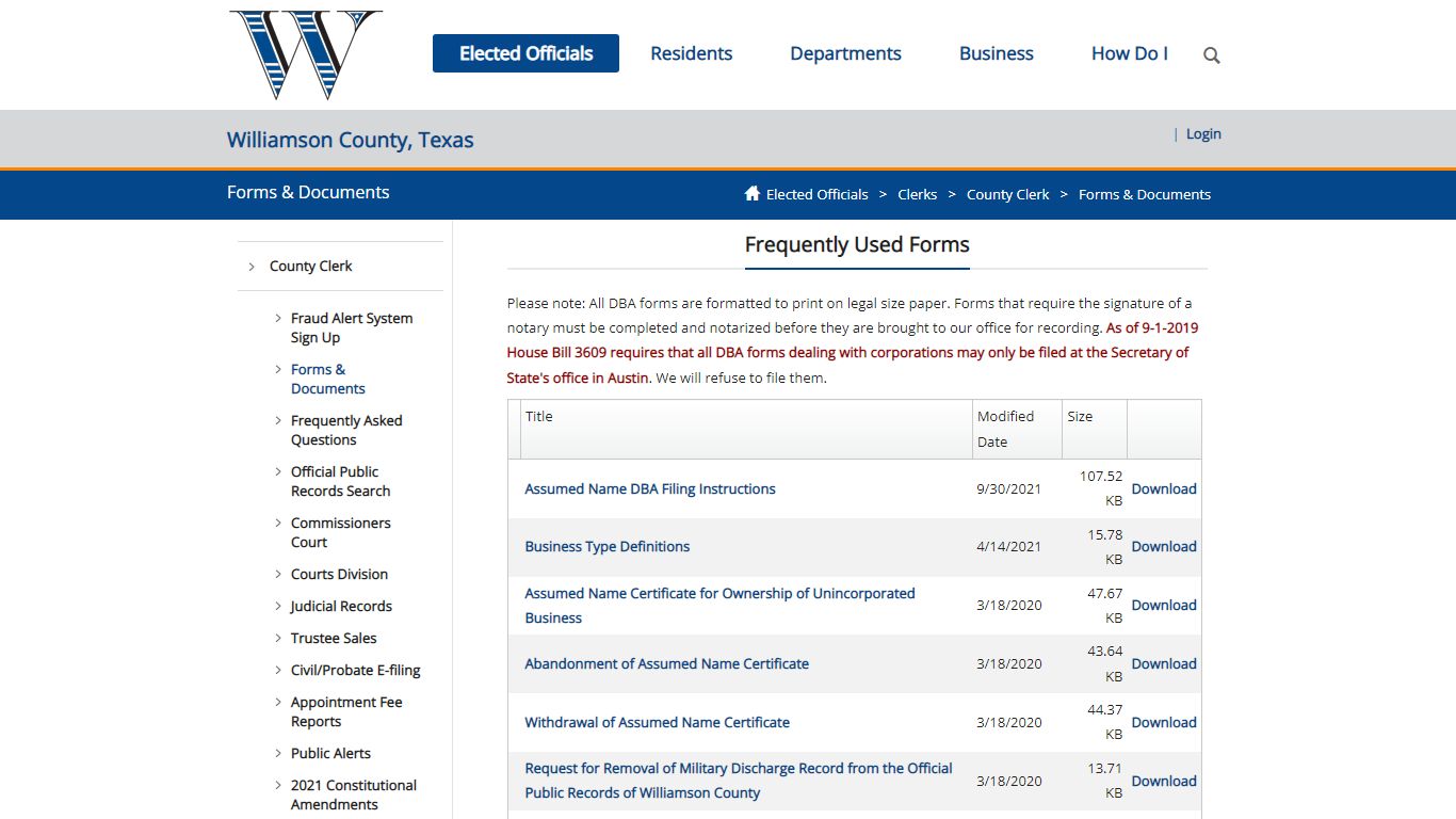 Forms & Documents - Williamson County, Texas